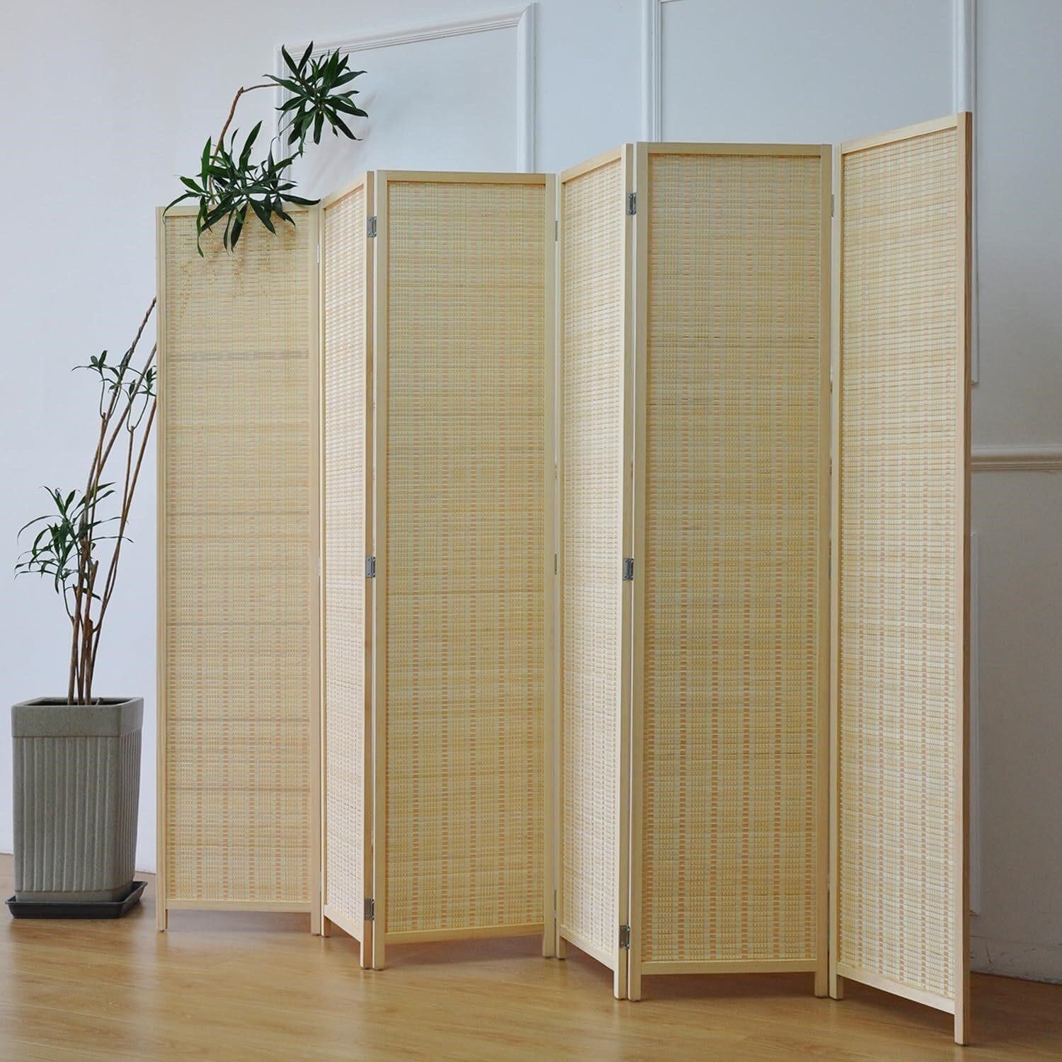 Brand New In Box 6 Panel Divider, Bamboo, 67"H x 92"W
