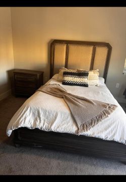 Moving SALE!! wood Queen bed with nightstand