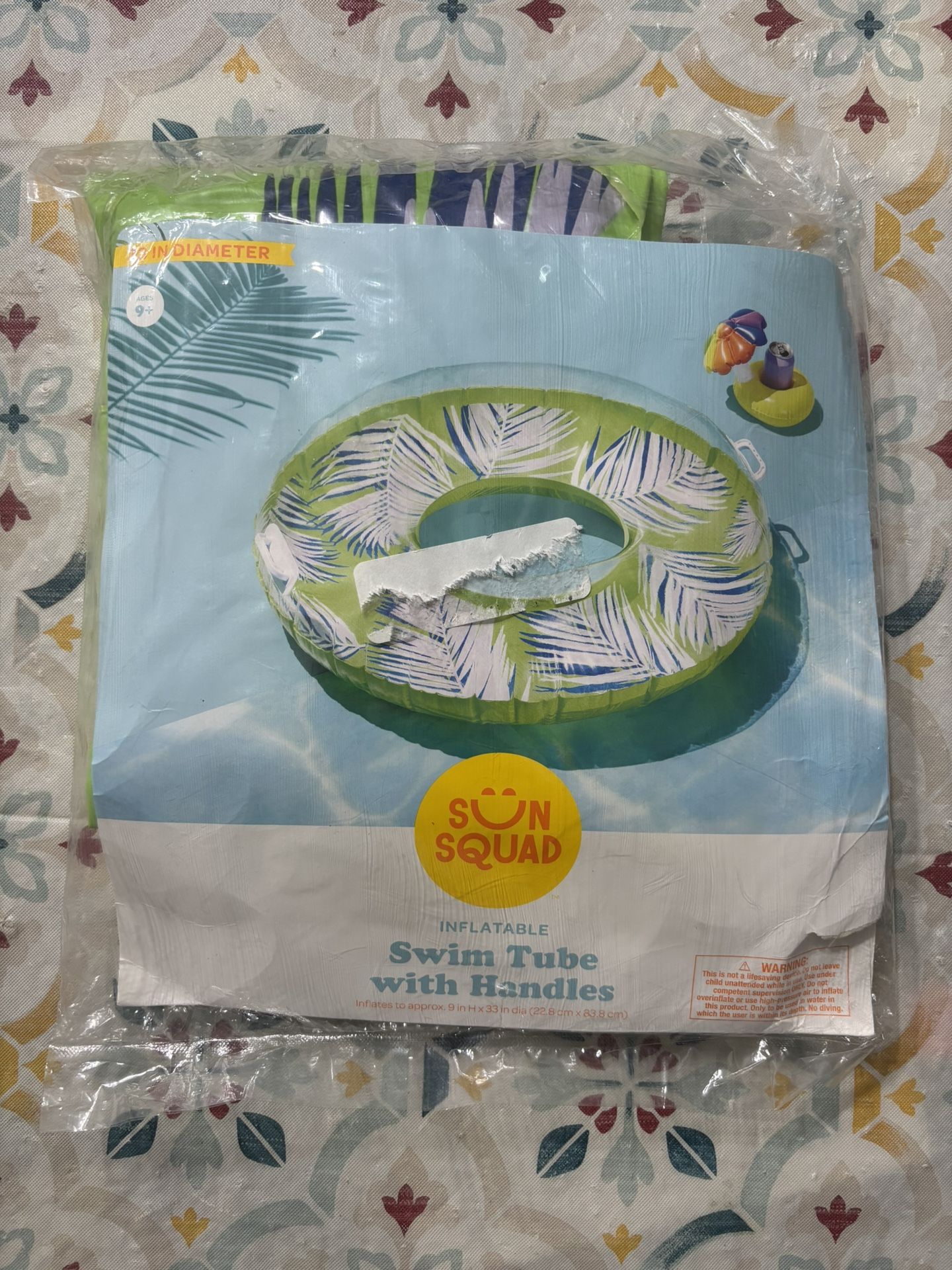 Sun Squad Inflatable Swim Tube With Handles