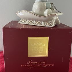 LENOX For The Holidays Snowlight Sleighlight Votive Candle Holder / Christmas