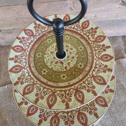 222 FIFTH KASHMIR 3 TIER SERVING TRAY VINTAGE