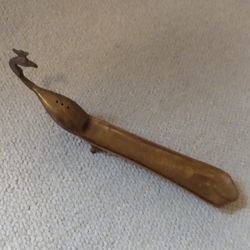 VINTAGE/ANTIQUE SOLID BRASS FOOTED PEACOCK INCENSE BURNER 