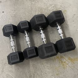 60 lbs BalanceFrom Rubber Encased Hex Dumbbells Set, 2-10 lbs and 2-20 lbs