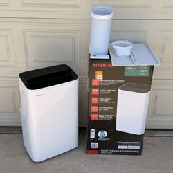 Toshiba 12,000 BTU ASHRAE (8,000 BTU DOE/SACC) Portable Air Conditioner, Cools up to 350 Sq.Ft., with Dehumidifier & Fan mode, Control with Remote, Am