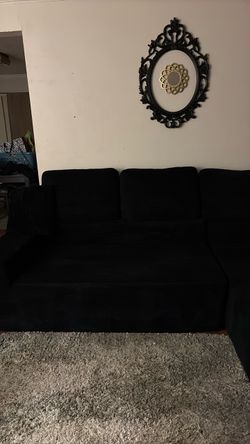 Black Fabric Sectional Sofa-Boneless