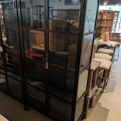 Handcrafted Glass And Iron Cabinet