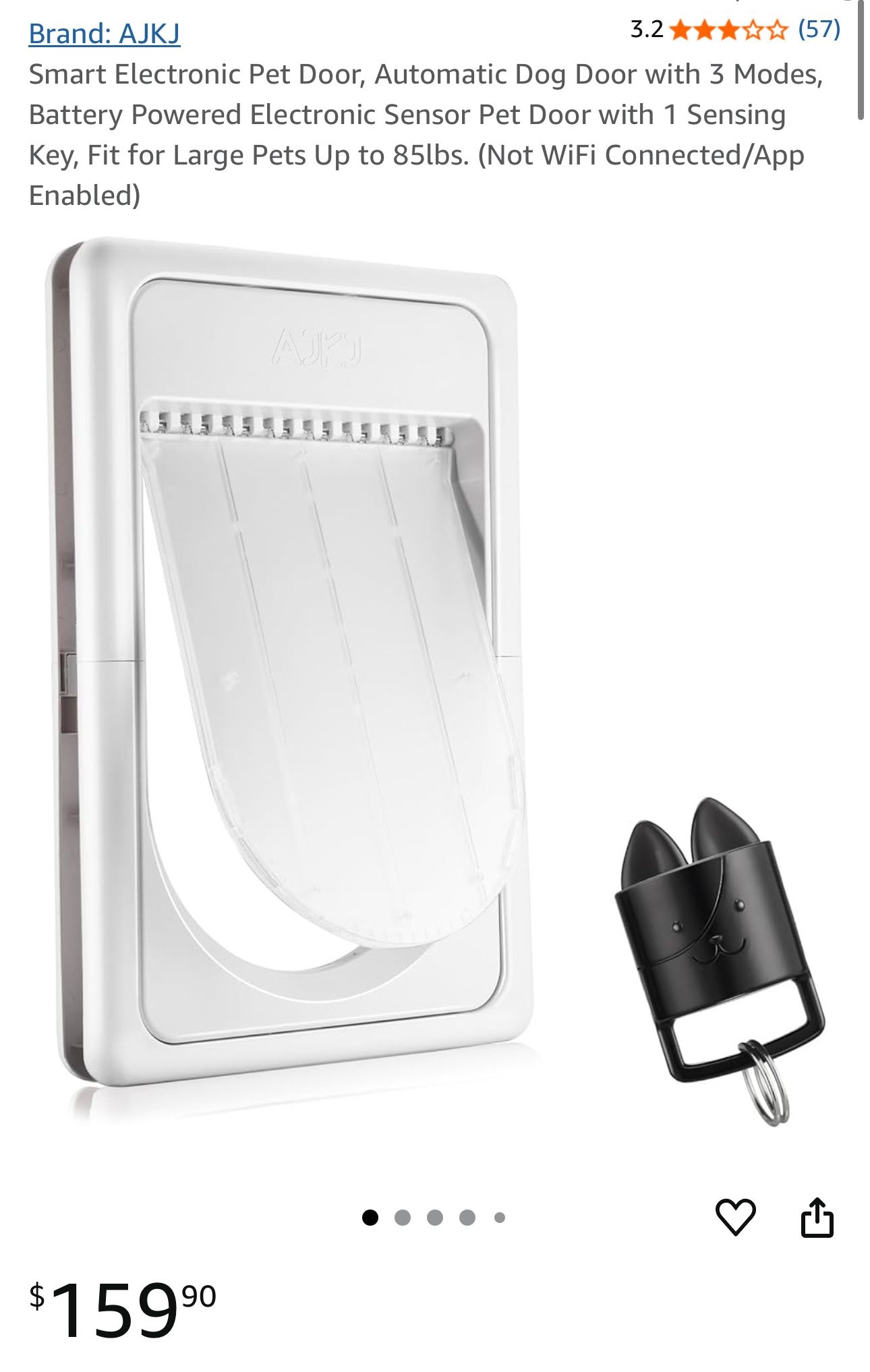 Smart Electronic Pet Door, Automatic Dog Door with 3 Modes, Battery Powered
