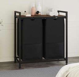 Freestanding Black Hamper Basket 2 Section.