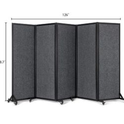 Office Divider, Room Partition, Privacy Partition Separator, Portable Commercial Screen Dividers,Classroom School Dividers,10'6"W x 6'7"H,5 Panel,Grey