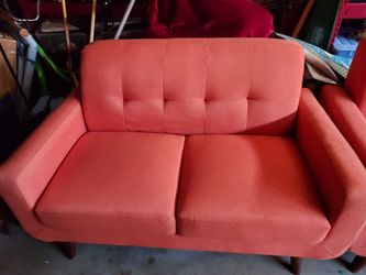 Vibrant Orange Loveseat & Couch