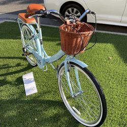 Brand New Cruiser Bike Foldable 7-Speed bicycle w/ Basket & Rear Seat
