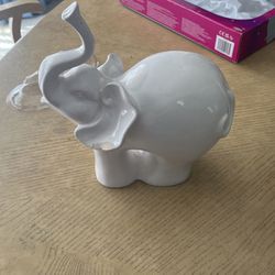White Ceramic Elephant 