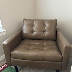 Brown Faux Leather Chair 