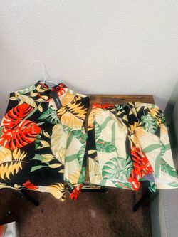 NOVAMEN Men's S Multicolor Tropical Floral Woven 2pc Shirt Shorts Set Drawstring