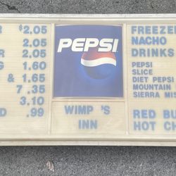 Vintage Original 6ft Pepsi Menu Sign With Numbers & Letters for