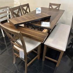 Dining Room Furniture Set 🌟 Extendable Dining Table And Chairs And Bench Extra Discount Code RSG 
🔥🔥 Mention OfferUp for this Special Price!!