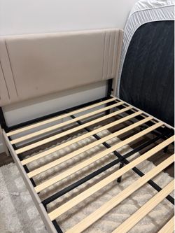 Modern queen size upholstered platform bed frame. Must be picked up this week!