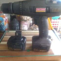 Cordless Drill Craftsman 12v 2 Batteries $10