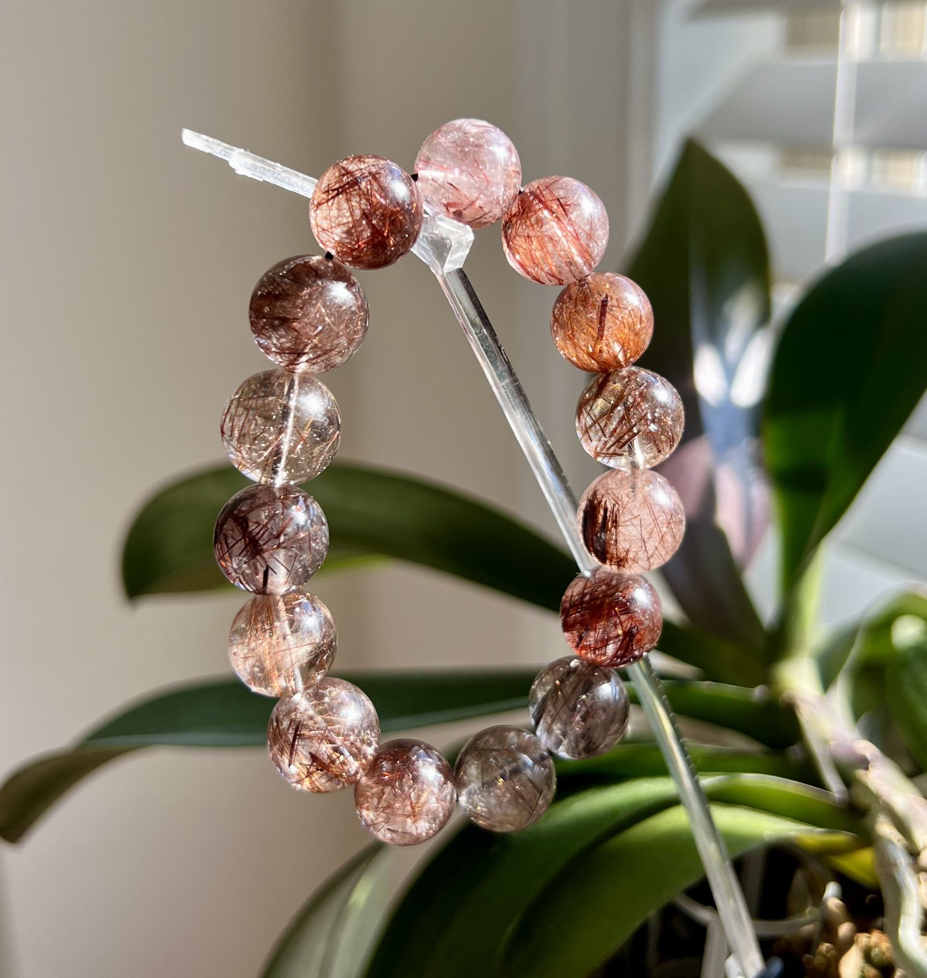 Natural Black Gold Rutilated Quartz Bracelet