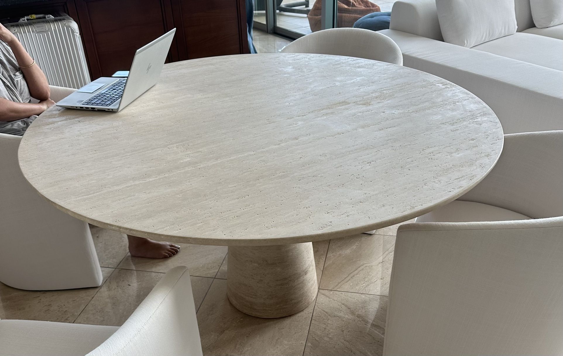 Restoration Hardware Travertine dining Table