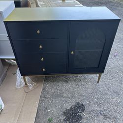 Storage Cabinet with Fluted Glass Doors,Wood Sideboard Buffet Cabinet with 4 Drawers brand new