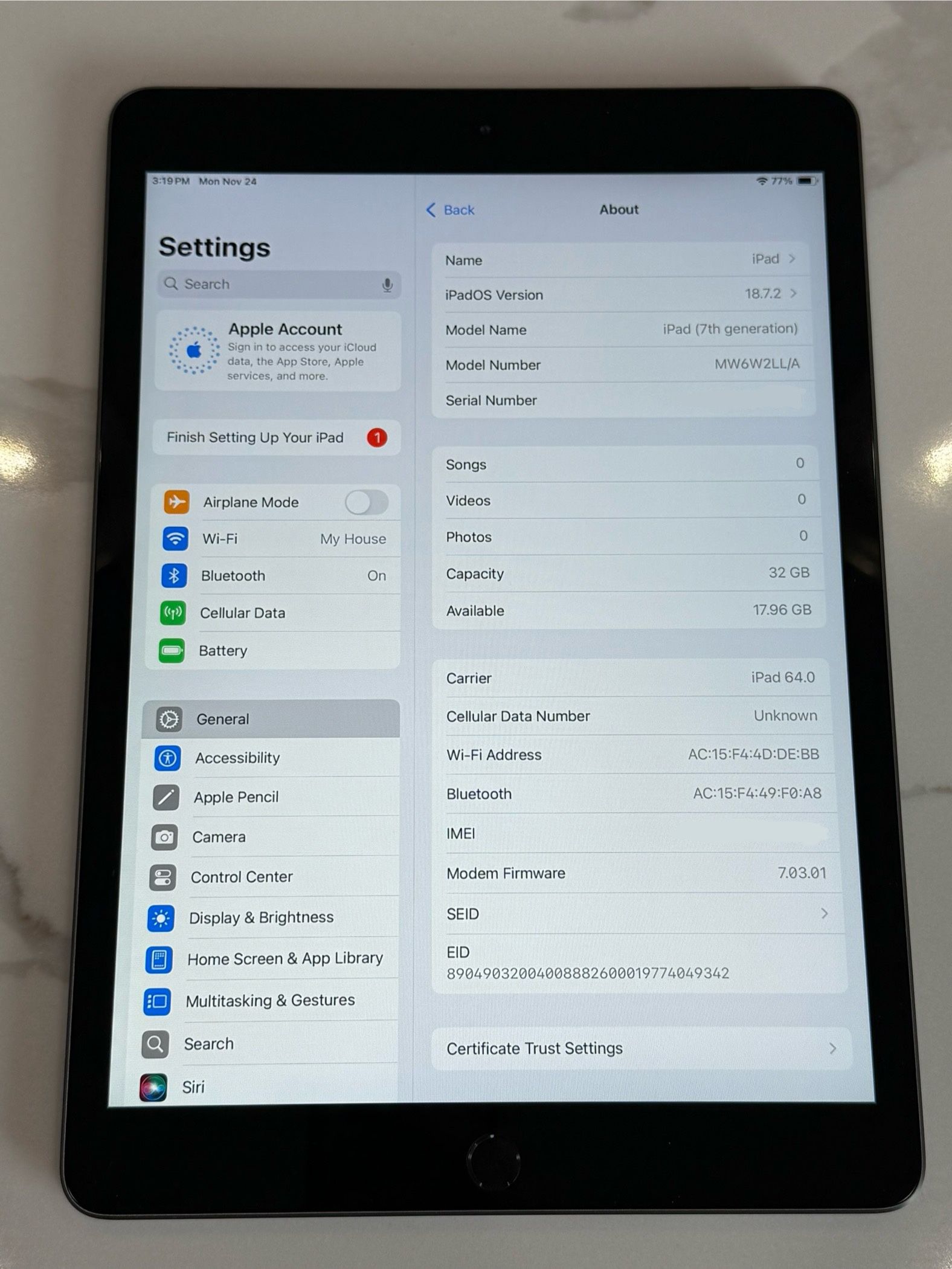iPad 7 Gen 32GB WiFi/Cellular