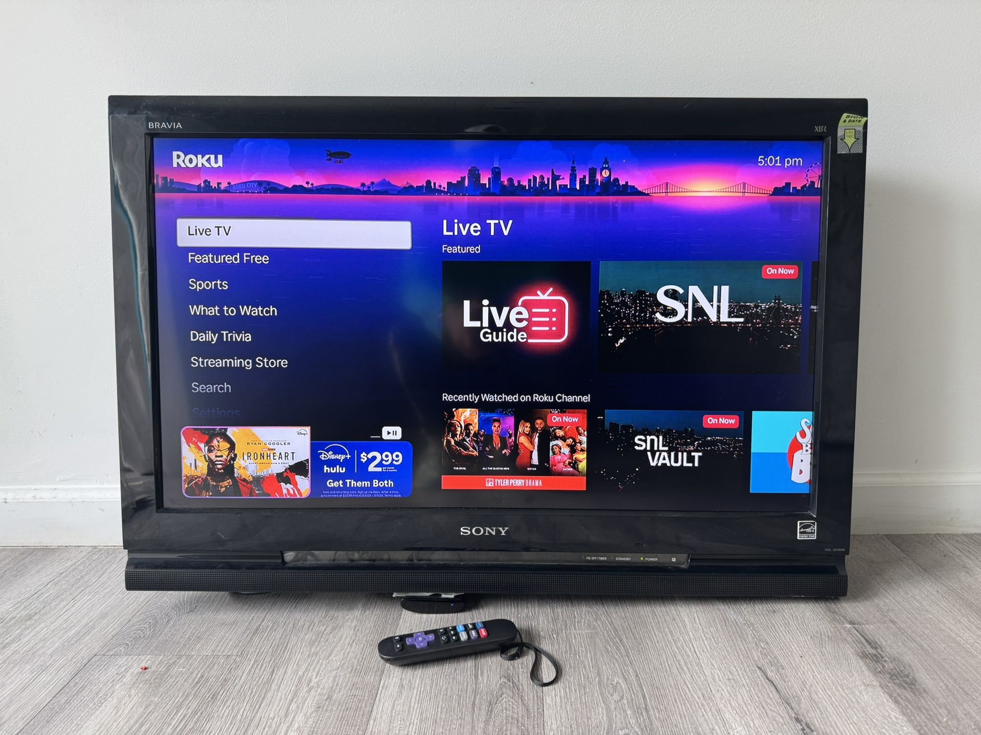 SONY Bravia + Roku TV 32 inches, only $140