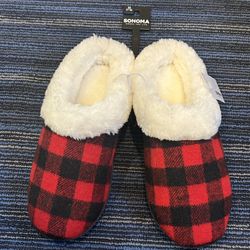 Sonoma Red and Black Buffalo Print Slippers - M