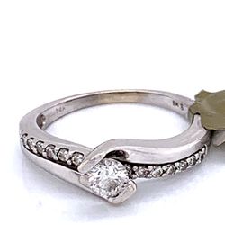 0.25 TCW Round Diamonds Engagement Ring In Solid 14k White Gold Size 7