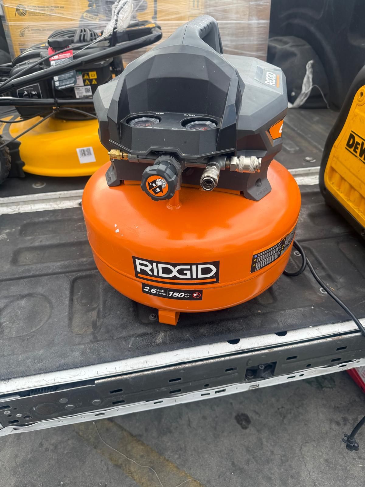 6 Gal. 150 PSI Portable Electric Oil-Free Jobsite Pancake Air Compressor with Dual Pressure Gauges and 2-Quick Couplers