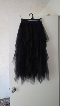 "Witch" Black Tiered Tulle Maxi Skirt