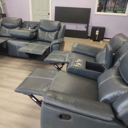 New Sofa And Loveseat Recliners With Cup Holders And Drop-down Tray
