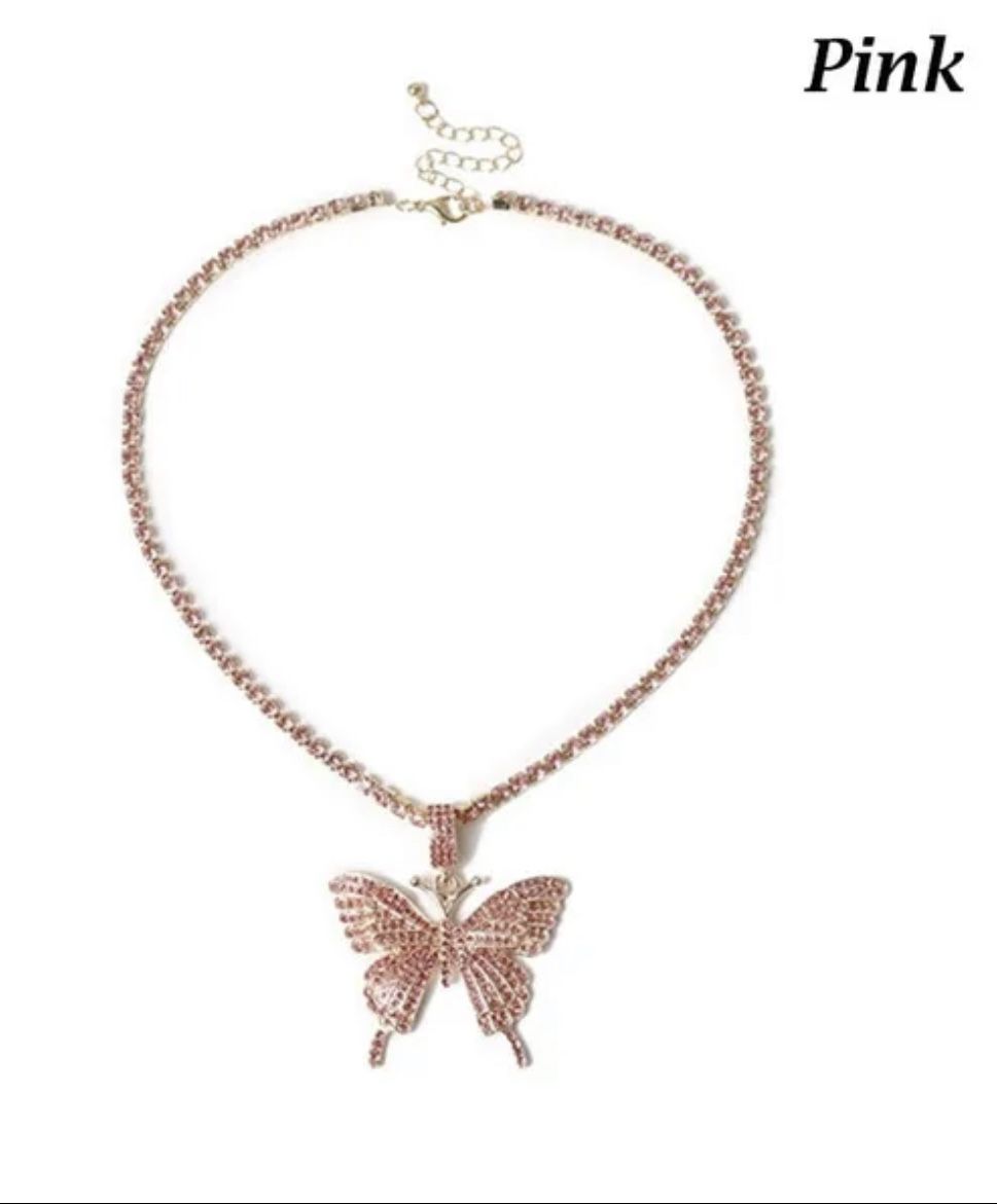 Pink Butterfly Pendant 