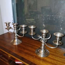 Pair Of Asprey Of London Silver Plate Candle Abras 