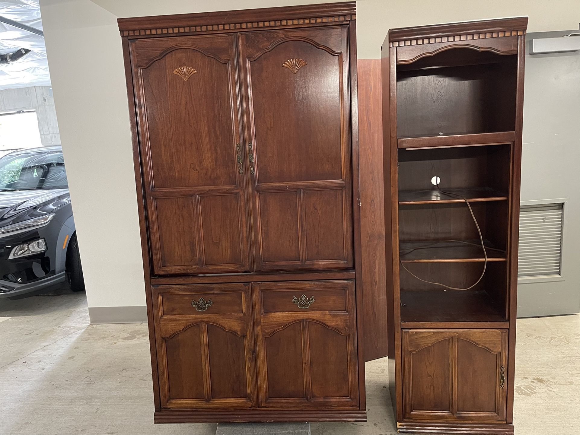 TV stand and shelves for a garage or inside a house