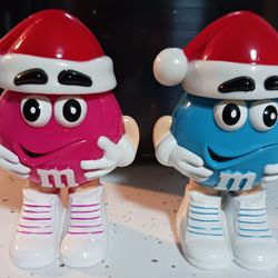 RARE, VINTAGE & COLLECTIBLE M&M's CHRISTMAS CHARACTER TOYS, 2 AVAILABLE 1 PINK OR 1 BLUE, $10 EACH