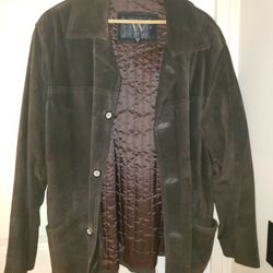 A Three-quarter Length Brown Suede Button-up Jacket