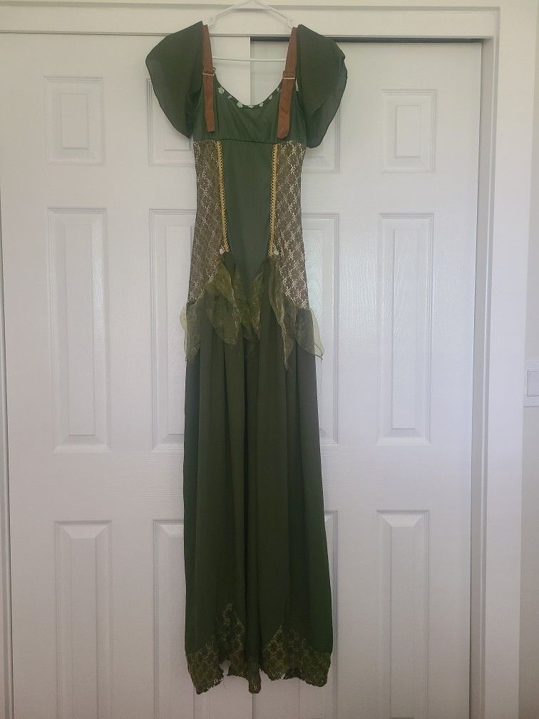 Enchanted Fairy Set Women Halloween Green Winged Dress Party Outfit Sz M