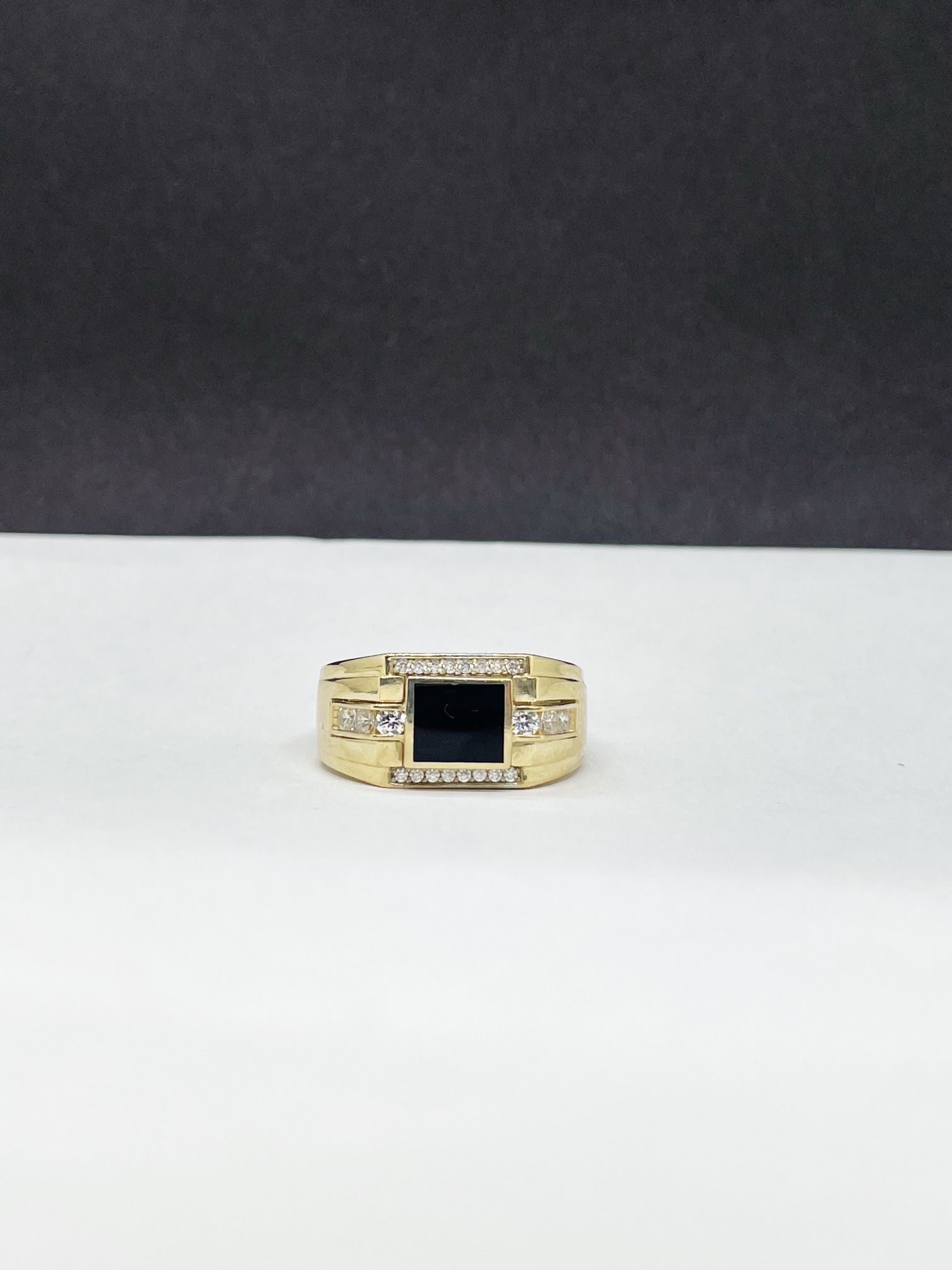 14k  Solid Gold With Black stone RING