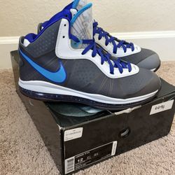 Nike Lebron 8 V/2 Summit Lake Hornets Grey Blue 429676-001 Mens Size 12 Rare Mint Conditions 
