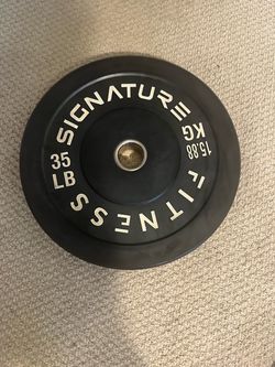 Signature Fitness 35 lb Olympic Bumper Plates — Pair, 70 lb total