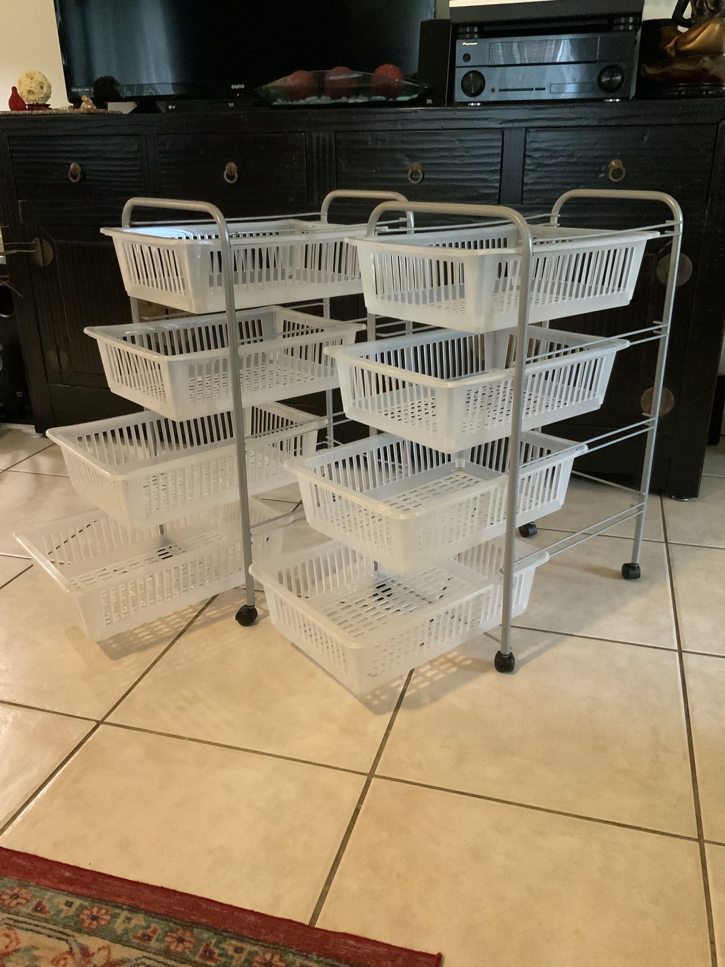 2 Four Drawer Rolling Cart Sliding Organization Storage Craft Storage Rack The Container Store