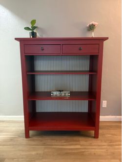 Red bookshelf ikea