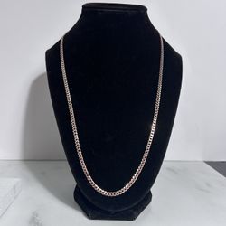 22” Solid Cuban Rose Gold Sterling Silver 