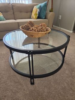 31" GLASS AND METAL COFFEE TABLE