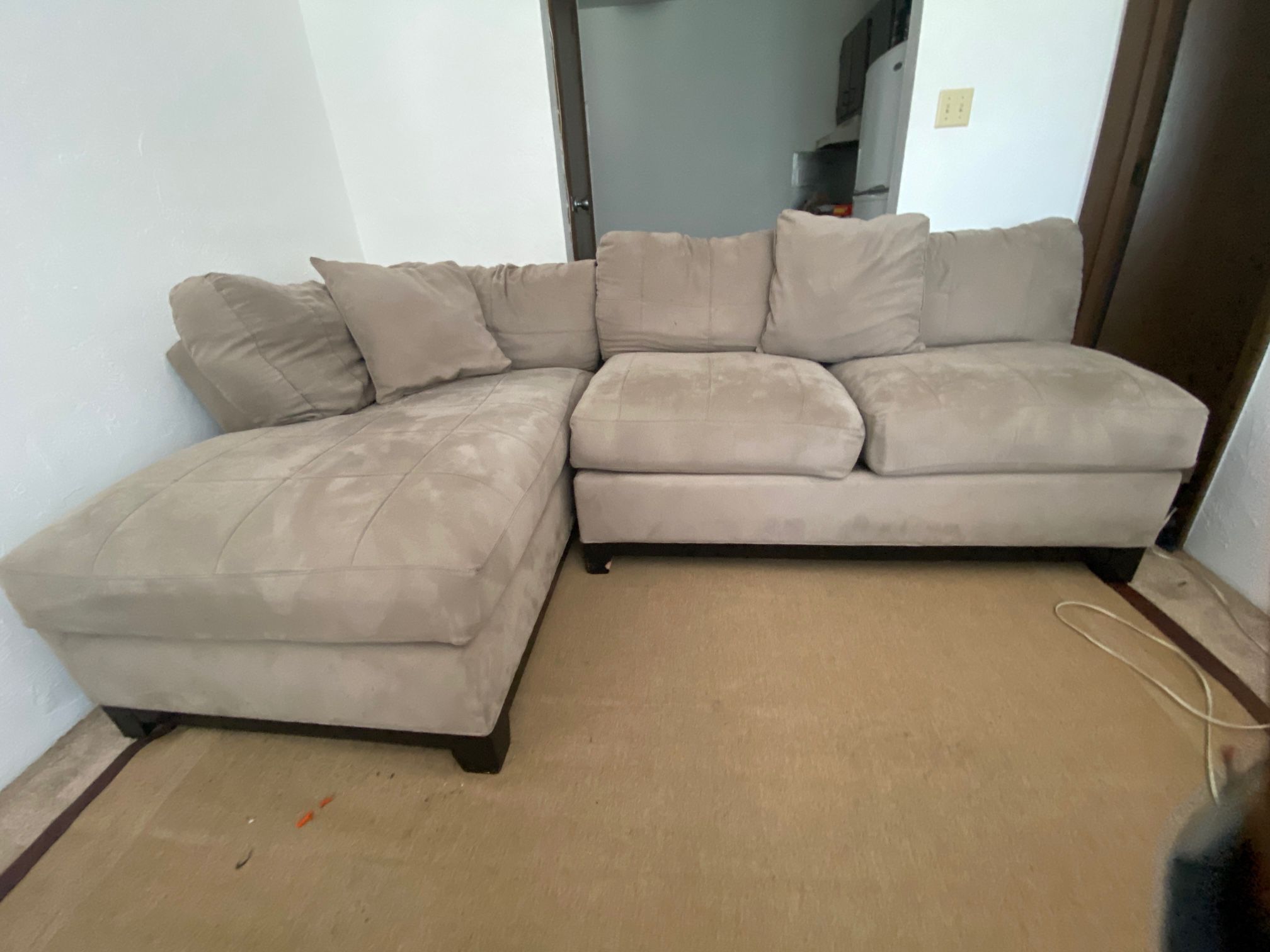 Beige Velvet Cindy Crawford Couch SETI Sofa For Sale
