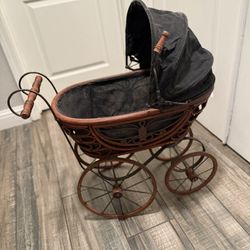 Vintage Rattan baby Doll Stroller 
