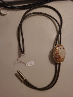Bolo tie. Laguna lace agate