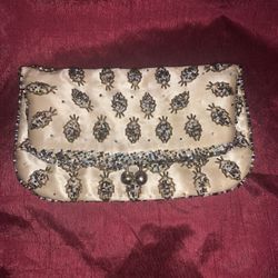 Vintage Beaded Fold over Clutch Wallet 