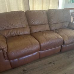 Brown Leather Electric Reclining Couch